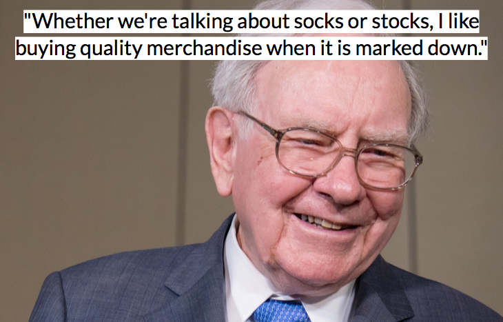 Warren Buffett quote on value investing: socks or stocks quality merchandise