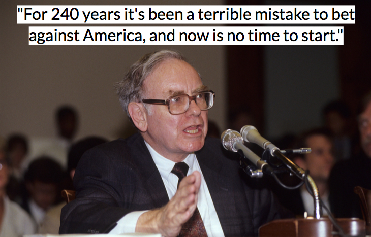 Warren Buffett quote don't bet against America