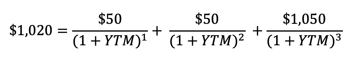 bond YTM formula example